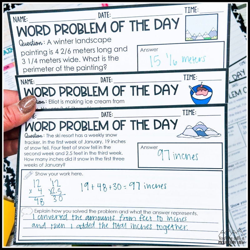 Teaching With a Mountain View word problem of the day resources