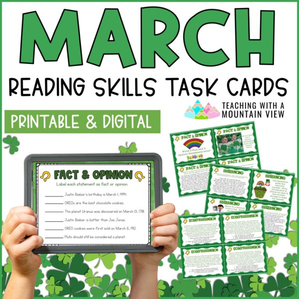 March Reading Skills Task Cards Cover scaled
