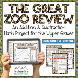 Zoo Addition Subtraction Math Project Cover