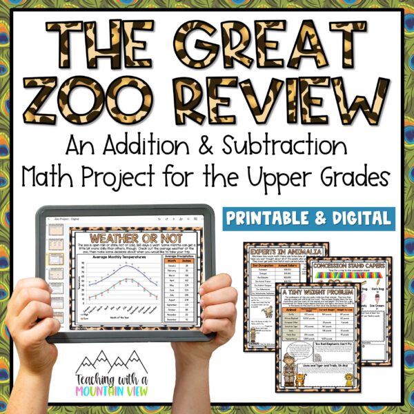 Zoo Addition Subtraction Math Project Cover scaled