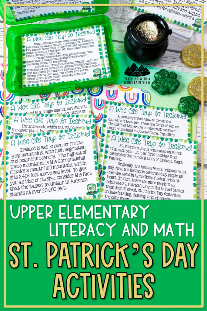 Find 8 educational St. Patrick's Day activities for upper elementary, like planning a trip to Ireland using math skills or practicing fluency with Ireland facts.