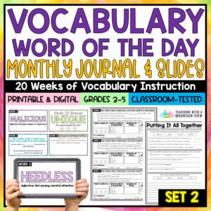 Vocabulary Word of the Day | Monthly Journal and Slides | SET TWO