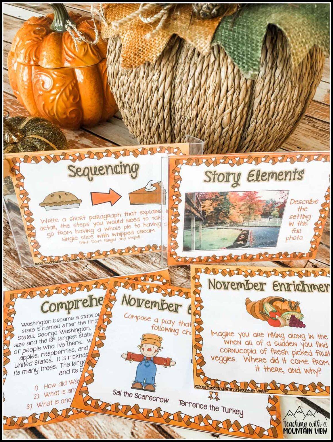 November Reading Skills and Enrichment Task Cards - Teaching with a ...