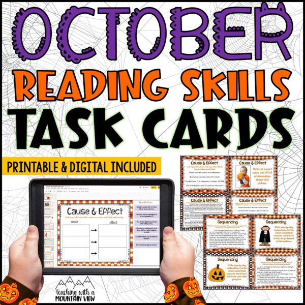 October Reading Skills Task Cards Cover