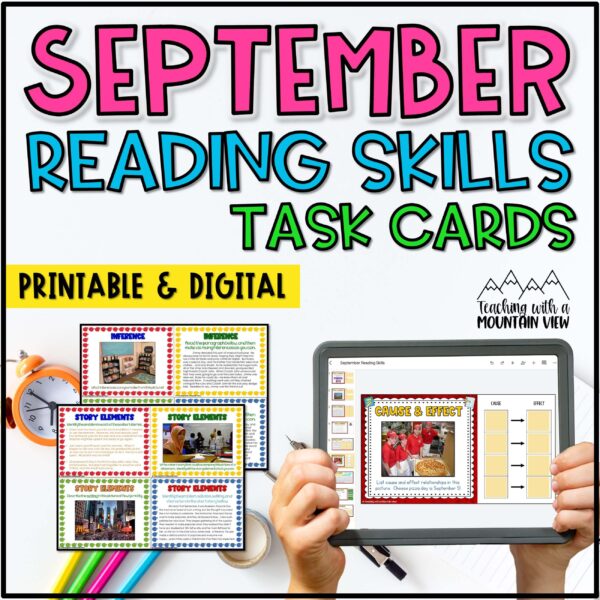 September Back to School Reading Skills and Enrichment Task Cards