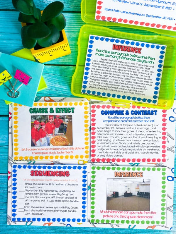 September Back to School Reading Skills and Enrichment Task Cards - Image 3