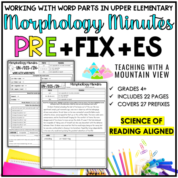 Morphology Word Study Prefixes | Prefix Printables for Practicing Morphemes