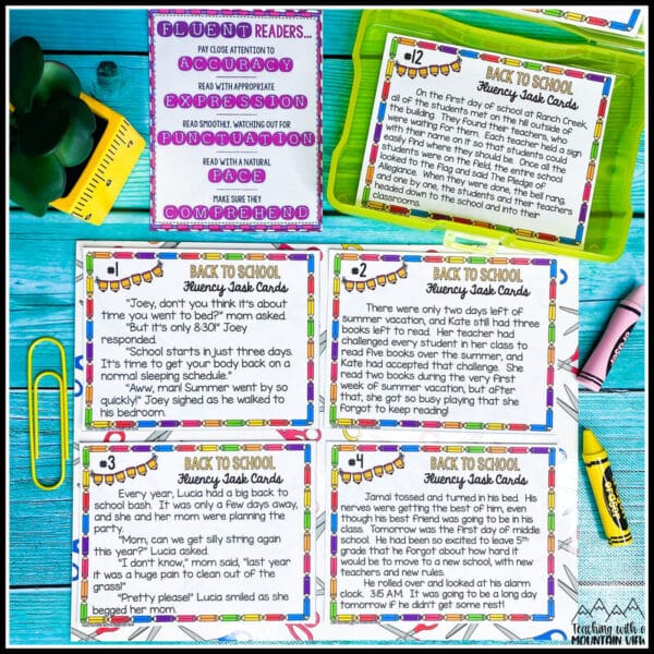 Back to School Fluency Task Cards 1917477