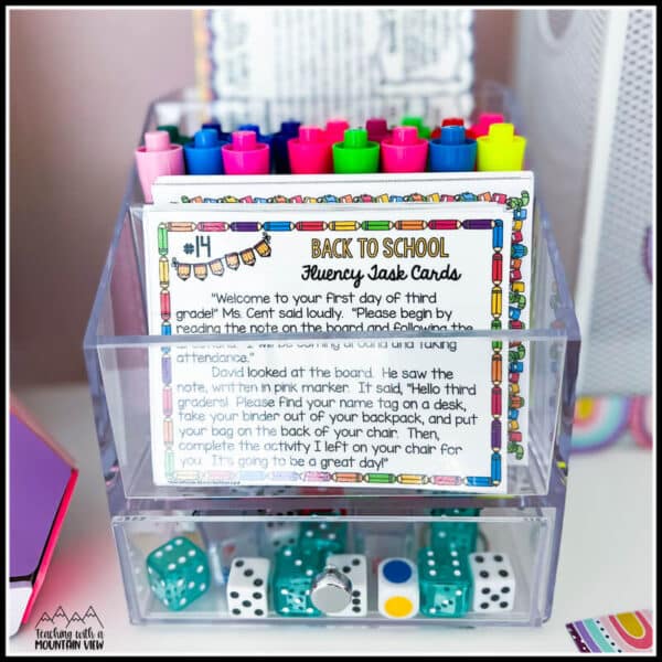 Back to School Fluency Task Cards