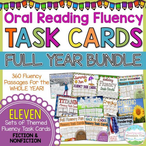 Fluency Task Cards BUNDLE | A FULL YEAR of Fluency Practice | Science of Reading