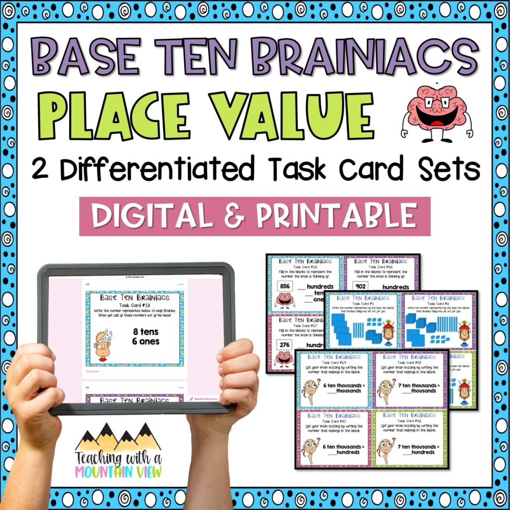 Place Value Task Card Bundle - Teaching with a Mountain View