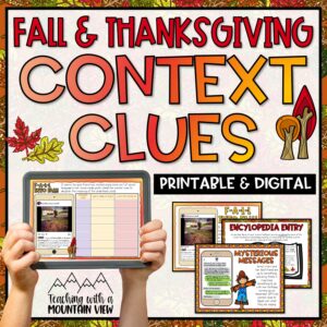 Thanksgiving and Fall Context Clues Activity