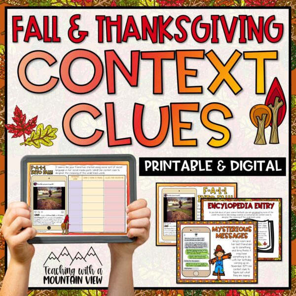 Thanksgiving and Fall Context Clues Activity Cover scaled