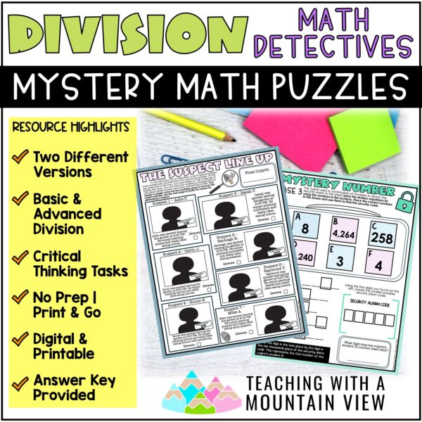 Division Math Detectives Mystery Puzzles | Critical Thinking Activities - Image 2