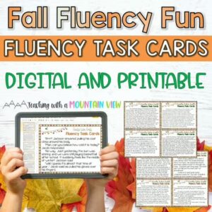 Fall Fluency Task Cards | Thanksgiving Oral Reading Fluency