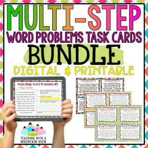 Multi-Step Word Problems Task Card BUNDLE