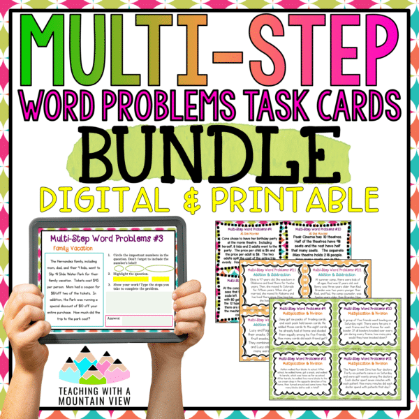 Multi Step Word Problem Task Card Bundle Cover