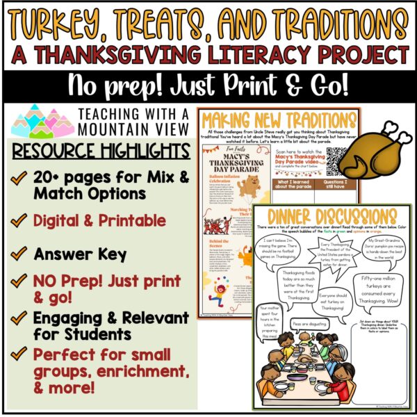 Thanksgiving Reading Project | Fall Literacy Activities - Image 3