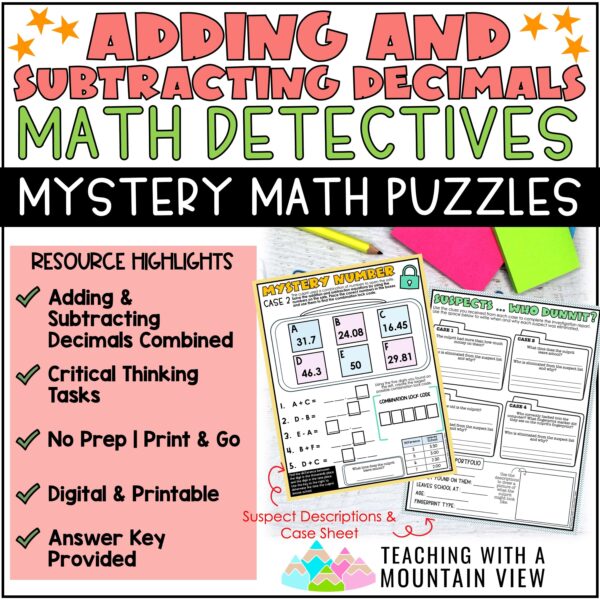 Adding and Subtracting Decimals Mystery Math Detectives Thumbnails1 scaled