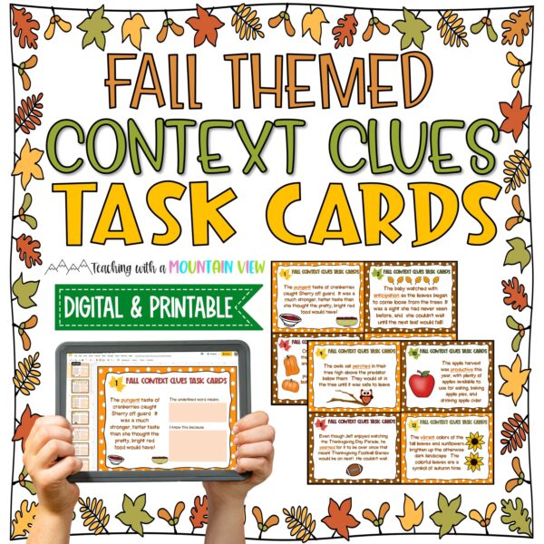 Fall Context Clues Task Cards Cover scaled