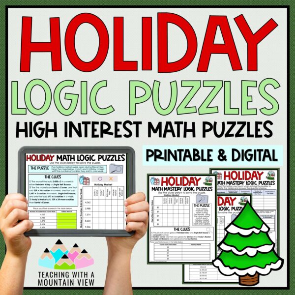 Winter Holiday Math Logic Puzzles Activities for Critical Thinking | Enrichment