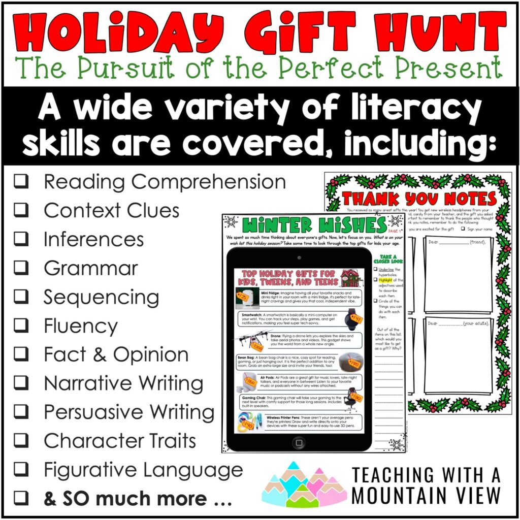 Winter Holiday Reading Project | Christmas Literacy Activities ...