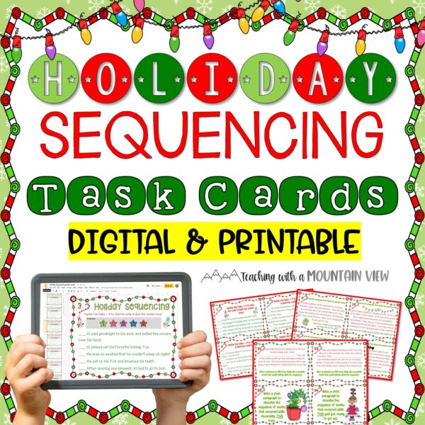 Holiday Sequencing Task Cards Cover scaled