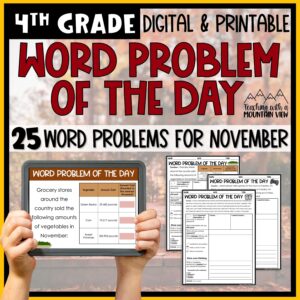 Math Word Problem of the Day | 4th Grade November