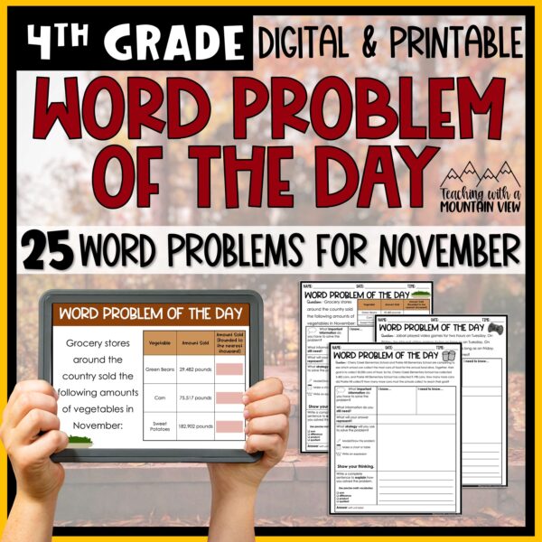 Math Word Problem of the Day 4th Grade November scaled