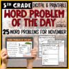 Math Word Problem of the Day | 5th Grade November
