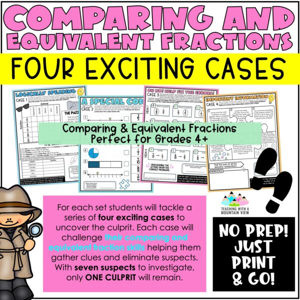 Comparing and Equivalent Fractions Math Detectives Mystery | Critical Thinking - Image 3