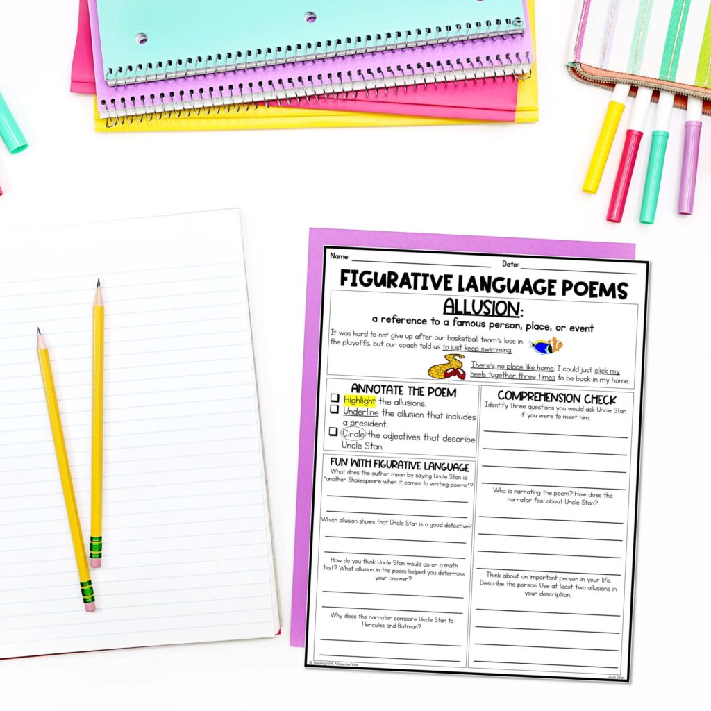 Figurative Language Poems - Teaching with a Mountain View