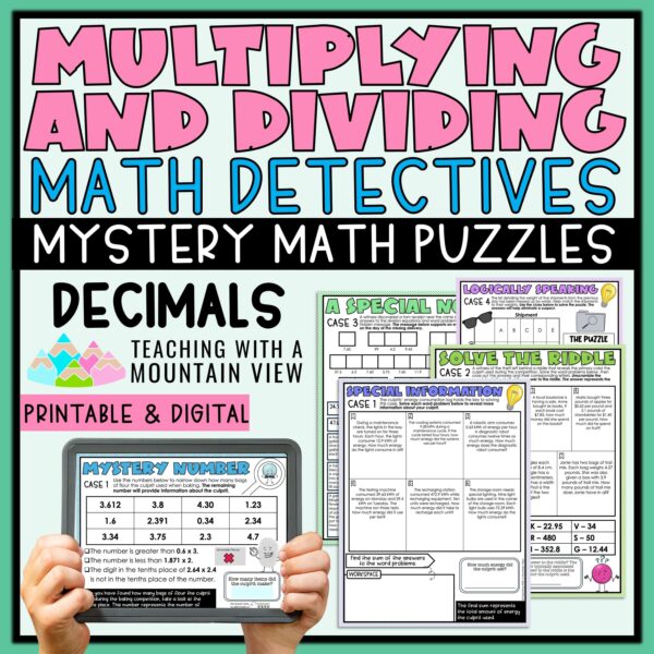 Multiplying and Dividing Decimals Math Detectives Mystery | Critical Thinking