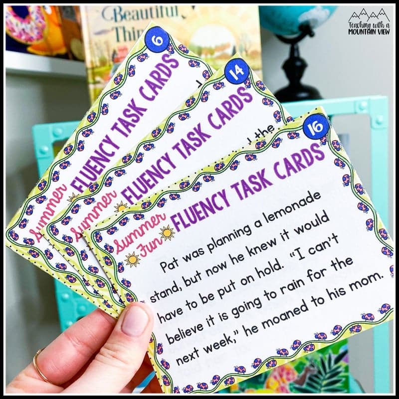 prevent summer slide with these summer fluency task cards