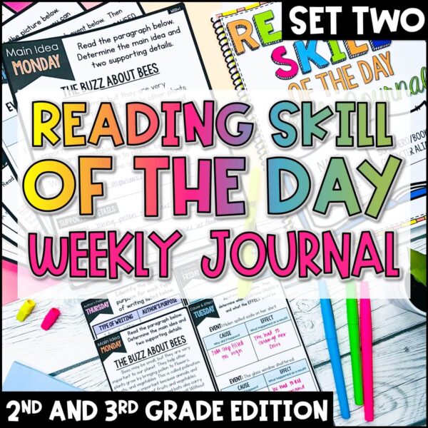 Reading Skill of the Day Weekly Journal for 2nd and 3rd Grades | SET TWO