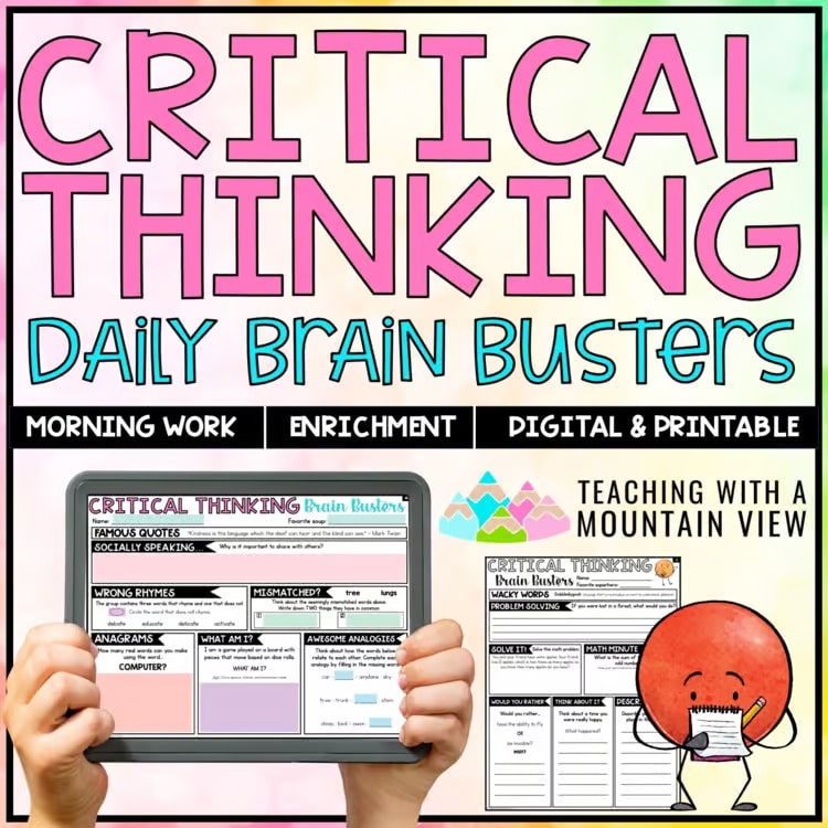 Critical Thinking Daily Brain Busters Enrichment Activities Morning Work