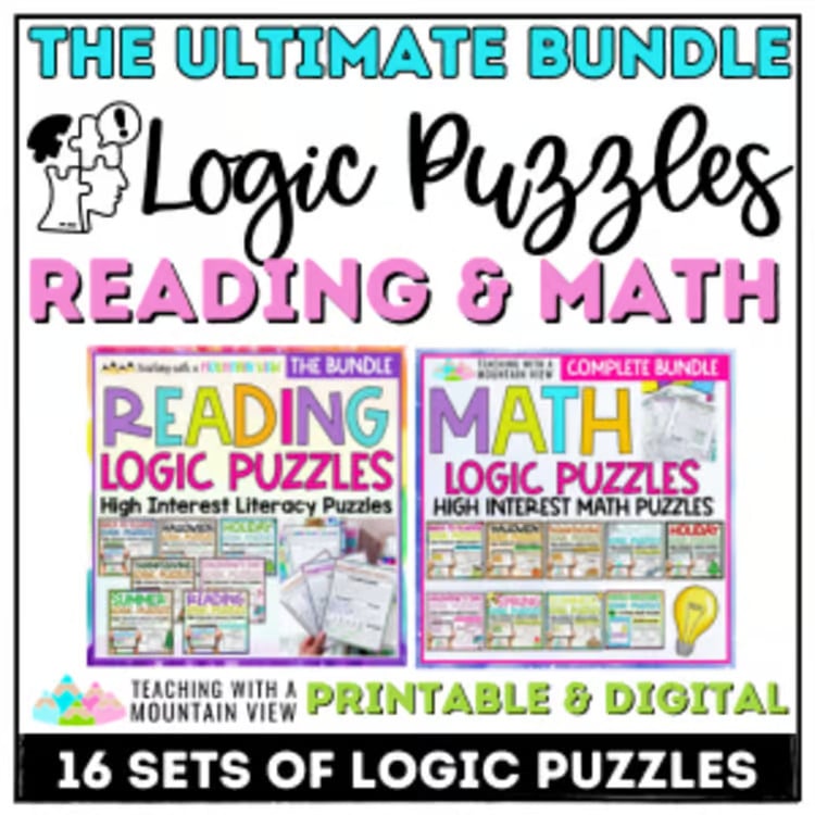 Logic Puzzles Bundle Math and Reading Logic Puzzles for Creative Thinking