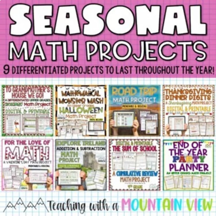 Seasonal Math Projects BUNDLE Real World Math Activities Throughout the Year