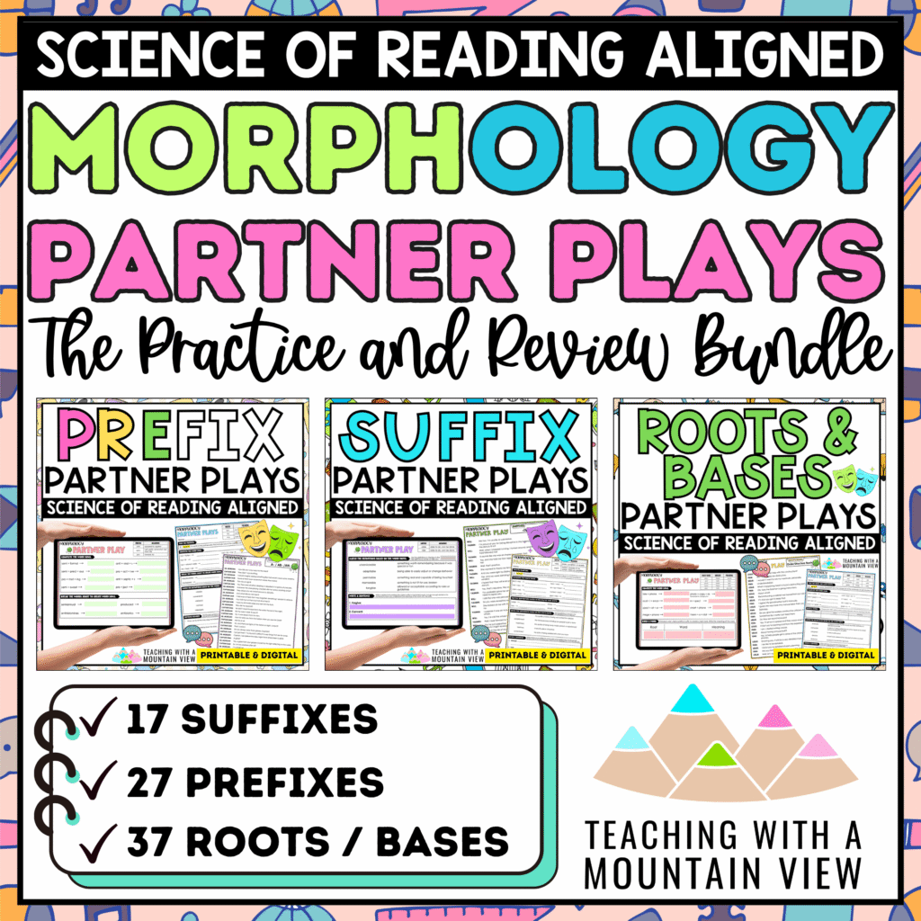 Homepage 9 BUNDLE of Morphology Partner Plays | Prefixes, Suffixes, Roots, and Bases