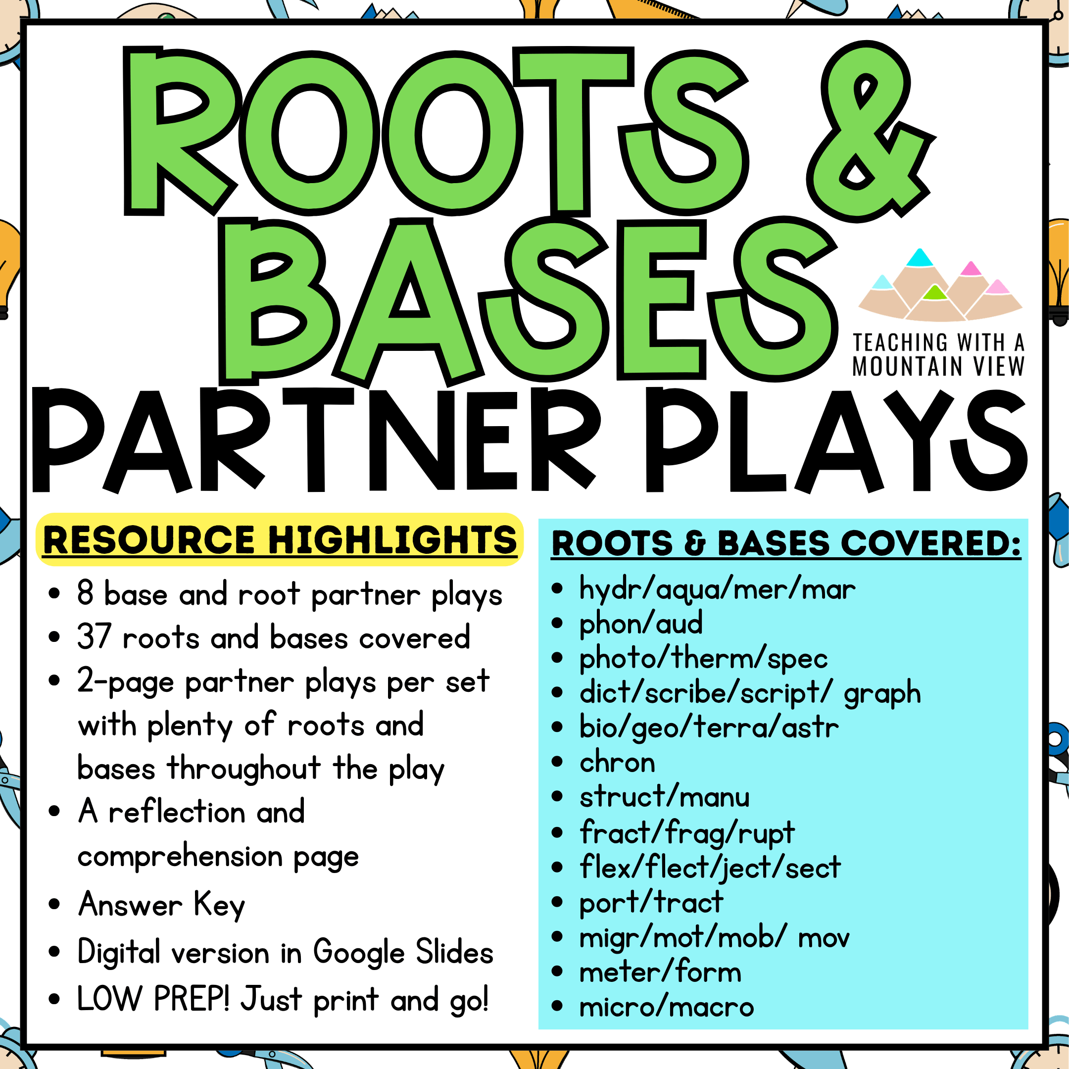 BUNDLE of Morphology Partner Plays | Prefixes, Suffixes, Roots, and Bases 4 BUNDLE of Morphology Partner Plays | Prefixes, Suffixes, Roots, and Bases - Image 4