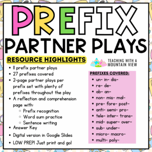 Morphology Partner Plays Bundle Cover prefixes