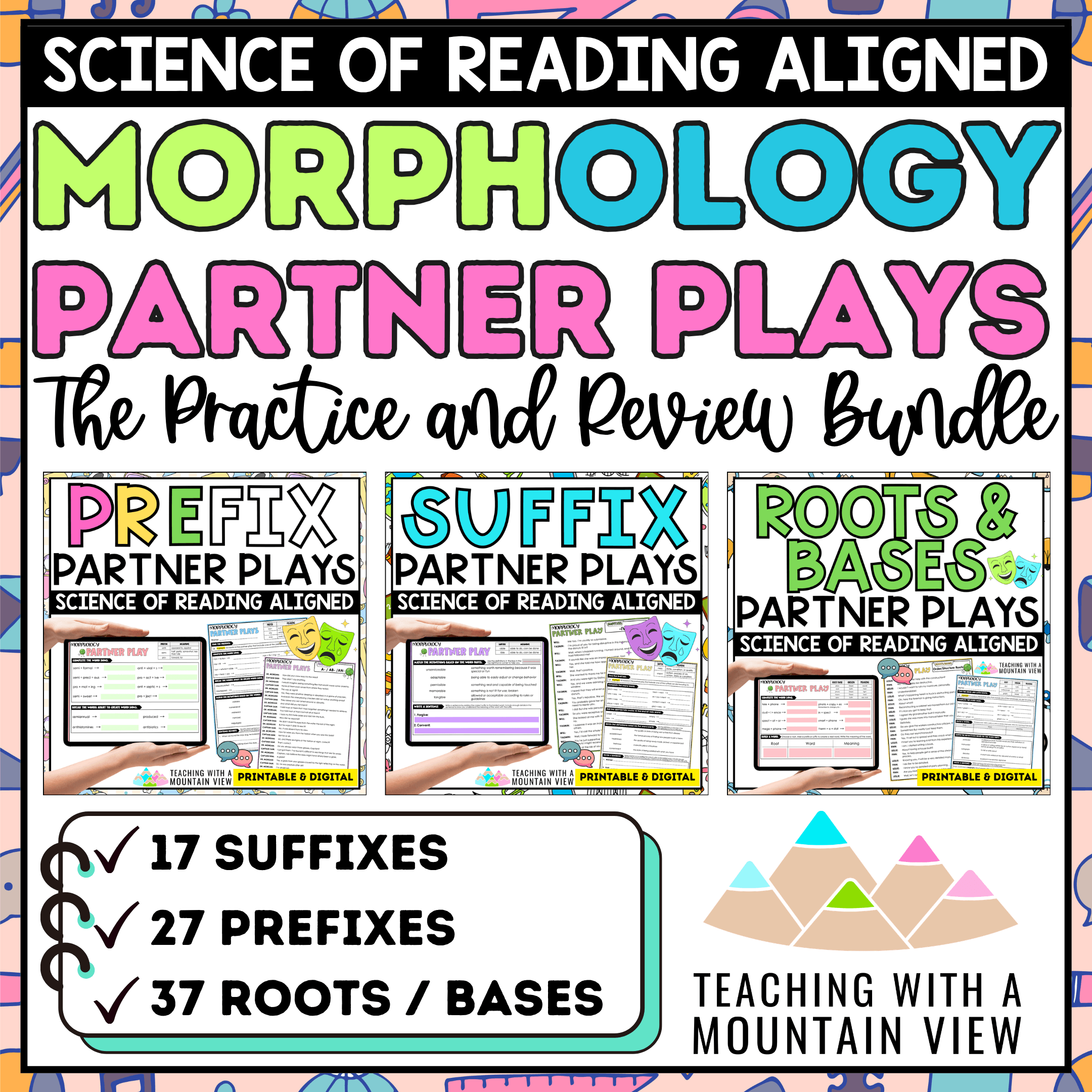 BUNDLE of Morphology Partner Plays | Prefixes, Suffixes, Roots, and Bases 1 BUNDLE of Morphology Partner Plays | Prefixes, Suffixes, Roots, and Bases